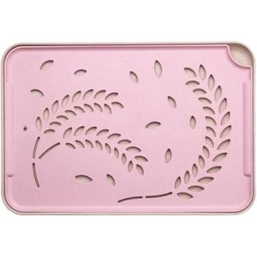 Imagem de Bandejas De Plástico Antiderrapante Prato De Bebidas Bandeja Retangular Antiderrapante, Pink