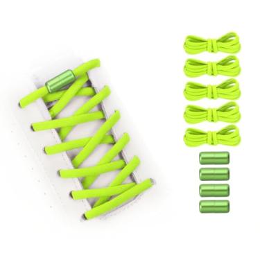 Imagem de YELARXI Cadarços elásticos sem amarrar, de substituição, com 4 fivelas de metal para tênis de lona, Verde claro, 39 inch