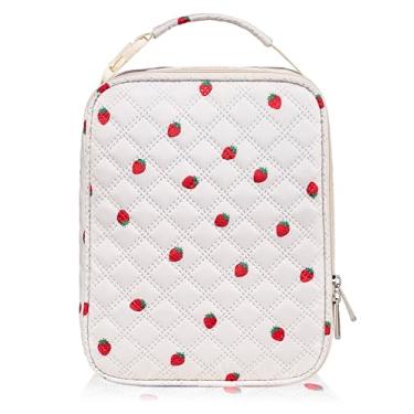 Imagem de TuErCao Lancheira fofa com estampa de morango infantil para escola, escola, escritório, piquenique, lancheira pequena e leve serve para caixas Bento, lanches e alimentos