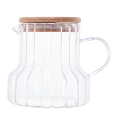Imagem de Jarra Vidro Canelado Com Tampa Bambu 500 Ml