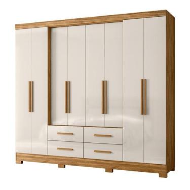 Imagem de Guarda Roupa Casal Roupeiro San Lorenzo 8 Portas Freijo/Off White - Mo