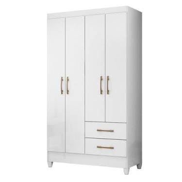 Imagem de Guarda Roupa Casal Roupeiro Quarto Chile 4 Portas Branco Acetinado - M
