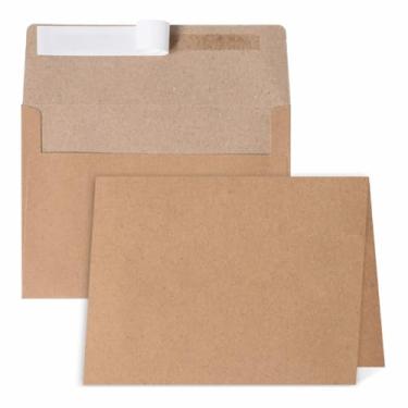 Imagem de Cartões e envelopes em branco, 12 x 18 cm, pacote com 30 cartolina Kraft dobrada, com 30 envelopes A7 com selos Kraft, cartões de agradecimento em branco, para bricolage, impressão personalizada