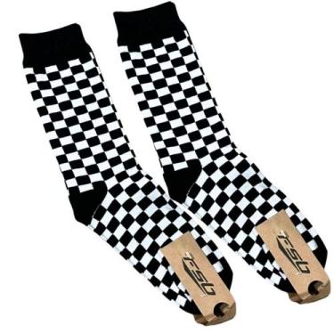 Imagem de Meia Cano Alto Quadriculada Algodão Sport Skate Unissex 37 Ao 43 - Use