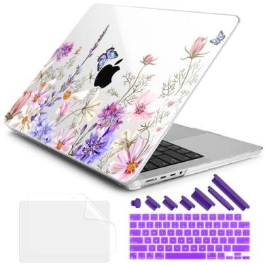 Imagem de DONGKE Capa para M4 MacBook Pro de 16 polegadas 2024 2023 2021 A3403 A3186 M3 A2991 M2 A2780 M1 A2485 Pro/Max Chip, capa rígida de plástico e capa de teclado para Mac Pro 16 com Touch ID, borboleta