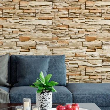 Imagem de Papel De Parede Adesivo Tijolo Canjiquinha Bege Lavável 1.5m - DELIQUA