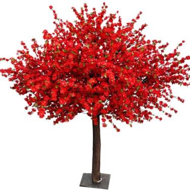 Imagem de DIHRVTHC Árvore de cerejeira artificial com flores de seda branca brilhante – elegante árvore de Sakura falsa ideal para decoração de casamento moderna, lobbies de escritório ou interiores