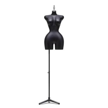 Imagem de Um manequim feminino com suporte triangular, europeu e americano, destacável, altura ajustável, manequim de 65-83 polegadas(Black,Small)