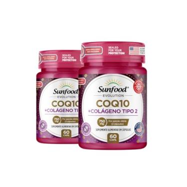 Imagem de KIT 02 COQ10 + COLÁGENO TIPO 2 750MG 60 CAPSULAS - SUNFOOD EVOLUTION