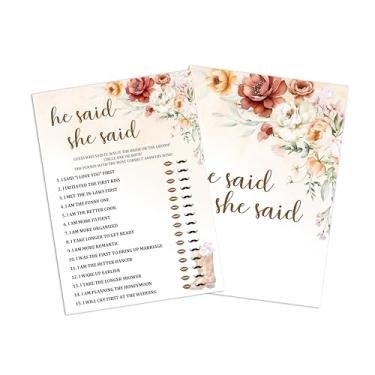 Imagem de Jogos de chá de panela, 25 cartas de jogo, cartas de jogos de outono boho floral tema caubói para, chá de panela, noivado, despedida de solteira, jogo de festa de casamento para decorações suprimentos