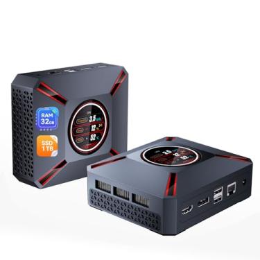 Imagem de Mini PC com Tela de LED, Core i9-12900HK (até 5,0 GHz), 32 GB de RAM, SSD de 1 TB, Windows 11 Pro, 8K DP e 4K HDMI Wi-Fi 6 e BT5.2, Computador Mini Torre Desktop de alto Desempenho para Jogos e