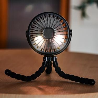 Imagem de Hilitand Fã de Carrinho Fan Portátil No Ventilador USB Recarregável Sob Ventilador de Resfriamento Tranquilo de 30 DB Com tripé Flexível para Camping Ao Ar Livre de Viagem (BLACK)