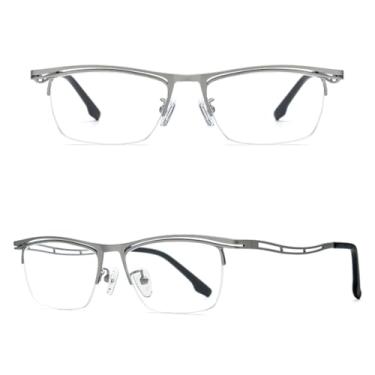 Imagem de VFDHN Armação de óculos de titânio masculina, óculos de grau sem aro, ultraleve (85890 prata C4)