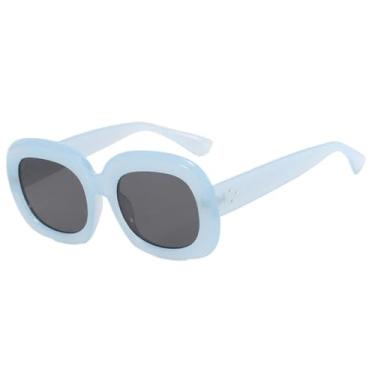 Imagem de Óculos de sol da moda, feminino, masculino, armação grande, retrô, grosso, casual, moda para atividades ao ar livre, viagem, UV400 (azul, cinza)