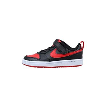 Imagem de Nike Tênis casual infantil Court Borough Low 2 (PSV) Bq5451-007, Preto/vermelho universitário, branco, 12 Little Kid