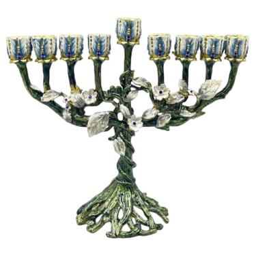 Imagem de Ｂｅｓｇａ Castiçal de mesa tradicional Menorah, suporte para velas, suporte para velas de Hanukkah, candelabro para sala de estar estilo fazenda