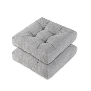 Imagem de LYLNBYWK Conjunto de 2 almofadas de cadeira para cadeiras de jantar, almofadas de espuma de memória, almofadas de cadeira de cozinha com tufos, 40,6 cm x 40,6 x 10, cinza