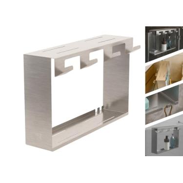 Imagem de Nicho de Banheiro Inox 304 com Ganchos – Prateleira sem Furo para Box de Vidro, Instalação Sobre a Porta, Resistente à Ferrugem