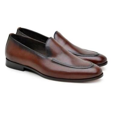 Imagem de Mocassim Jacometti Masculino Couro Liso Casual Moderno Macio-Masculino