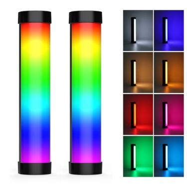 Imagem de LUXCEO Pacote com 2 varinhas de luz portátil, luzes de vídeo LED RGB multicoloridas para fotografia, mini bastão de luz recarregável de 2000 mAh regulável 3000K-6000K CRI95+ luzes de tubo