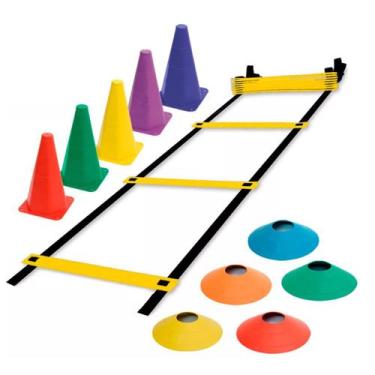 Imagem de Kit Treino Funcional Agilidade Escada + 5 Cones + 5 Chapéu Chinês - Al