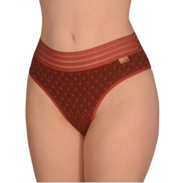 Imagem de Calcinha 3D Coração Conforto Cós Vazado Lingerie Feminina Cintura Alta