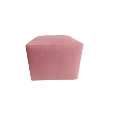 Imagem de Puff Decorativo Pequeno 25x29cm Assento Suede com Base de Madeira para Sala e Quarto (Rosa)