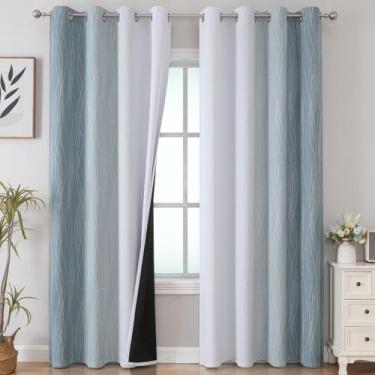 Imagem de Cortinas Blackout Estelar Textiler Stone azul/branco acinzentado 213 c