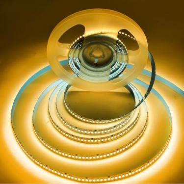 Imagem de HAASHADA Fita de LED DC12V 5 m/16,4 pés regulável 2835 tira de luzes LED, super brilhante 1200 LEDs 24000LM fita de luzes LED à prova d'água IP65, brilho 2 vezes maior do que SMD 5050 (branco quente