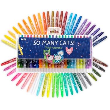 Imagem de M&G 48 giz de cera torcido, 48 cores, giz de cera de gel torcido para crianças pequenas, conjunto de giz de cera não tóxico para colorir, ideal para papel com gás
