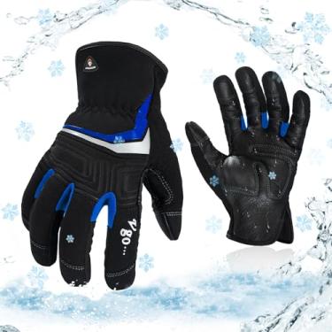 Imagem de Vgo... Luvas masculinas de trabalho de inverno, à prova d'água, redução de impacto, palma de couro, tela sensível ao toque compatível com construção, armazenamento frio, ao ar livre, EN388 nível 3