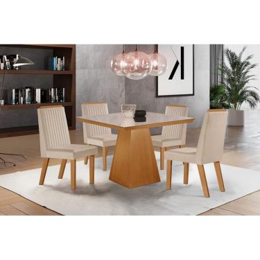 Imagem de Sala de Jantar Quadrada Completa com 4 Cadeiras 0,90x0,90m - Prada - LJ Móveis