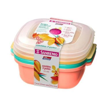 Imagem de Conjunto de Potes Quadrados Vac Freezer 1300ml 3pçs - Sanremo, Transpa