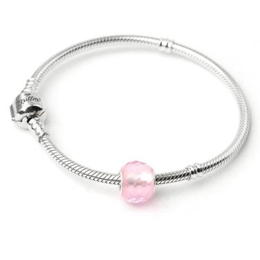 Imagem de Berloque Mundo Briller Estilo Murano Rosa Prata