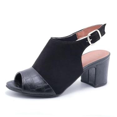 Imagem de Sandália Feminina Bota Tamanco Salto Croco JCL