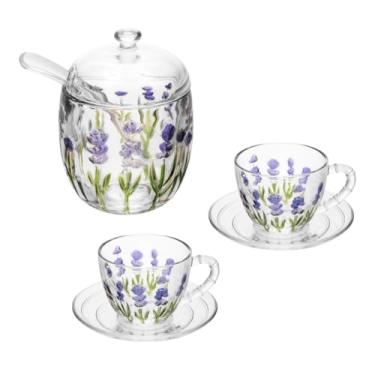 Imagem de Xícaras Café Porcelana com Pires + Açucareiro – Coleção Floral Lavanda para Mesa Posta