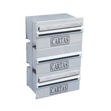 Imagem de Caixa Correio Condomínio Detrás Para Grade Inox 3 Módulos - Ouro Minas