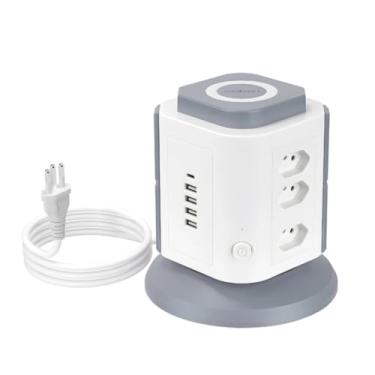 Imagem de Extensão Elétrica Torre De Tomadas Com Proteção Contra Sobrecarga – 9 Entradas + USB + Type-C