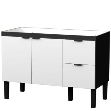 Imagem de Gabinete Em Madeira Colibri Branco E Preto Para Pias De 1,20 Metro Com 2 Portas E 2 Gavetas - P101145 - Cozimax