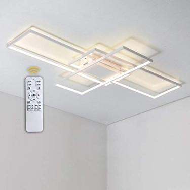 Imagem de Luminária de teto LED moderna regulável com controle remoto CCT ajustável de quente a frio, luz embutida em placa LED de 115 W, função de luz noturna, ideal para quarto e sala de estar, bran