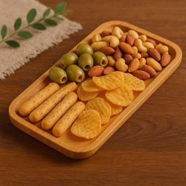 Imagem de Petisqueira de Bambu Natural Tábua Petiscos Queijos Bandeja Frios Serv