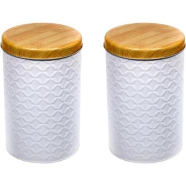 Imagem de Kit 2 Latas Porta Mantimento Tampa Bambu Açúcar E Café - DRATINI, Bran