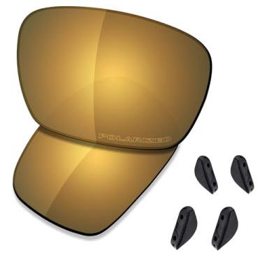 Imagem de SAUCER Lentes de reposição premium e protetores de nariz para Oakley Badman OO6020 | Óculos de sol Badman Asian Fit OO6035 de alta definição - Bronze dourado polarizado