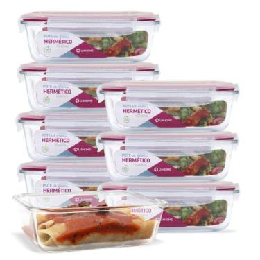 Imagem de KIT 8 Potes de Vidro Retangular com Tampa Hermética 1040ml - U4home, V