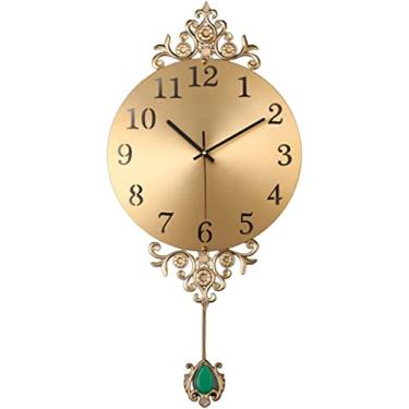 Imagem de Relógio de parede silencioso relógio de parede interno moderno de cobre puro relógio de parede sala de estar casa decoração relógio criativo estilo europeu relógio de parede pêndulo silencioso relógio