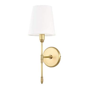 Imagem de HOSETEON Luminária de parede europeia latão americano acabamento dourado com cortina de tambor tradicional T luminária de parede 43 cm espelho de vaidade luminária de decção simples arandela de parede