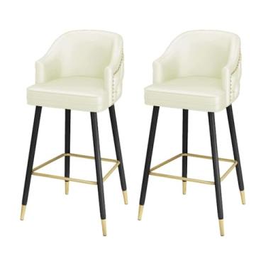 Imagem de UINGBPXT Cadeira de bar ergonômica 2 conjuntos de banquetas de couro giratórias ajustáveis com apoio para os pés e bancos altos para encosto