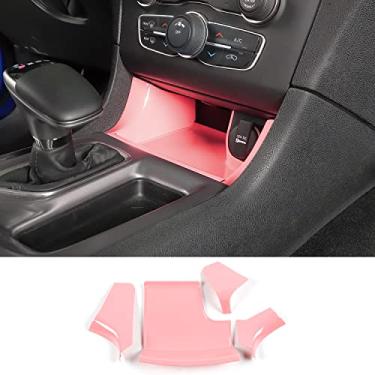 Imagem de Voodonala Para consoles centrais de carregador, câmbio de marchas, compartimento de armazenamento, painel de acabamento para Dodge Charger 2011-2025+, acessórios interiores, ABS rosa, 4 peças