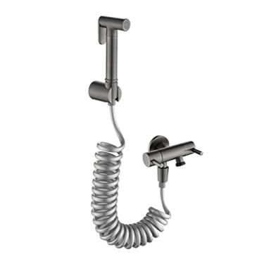 Imagem de ifgswopq Torneira de latão para vaso sanitário cromada à mão montada na parede torneira da cozinha do banheiro pulverizador de bidê com mangueira