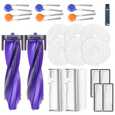 Imagem de Kit de acessórios de substituição para aspirador de pó compatível com aspirador de pó robô Narwal Freo Pro, 2 escovas de rolo principal, 2 sacos de pó, 4 filtros HEPA, 6 esfregões, 6 escovas laterais